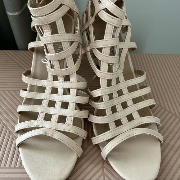 Lilley Cream Cage Heels Gladiator Sandal Tan Open Toe Casual Cocktail Neutral - Picture 4 of 14
